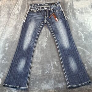 NWT Rock and Roll Cowgirl Womens Mid Rise Bootcut Jeans Dark Wash 30x36